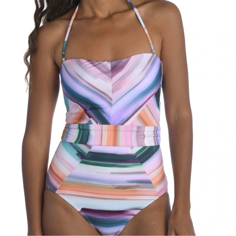 NWT! La Blanca Ocean Tides Striped One-Piece Swimsuit